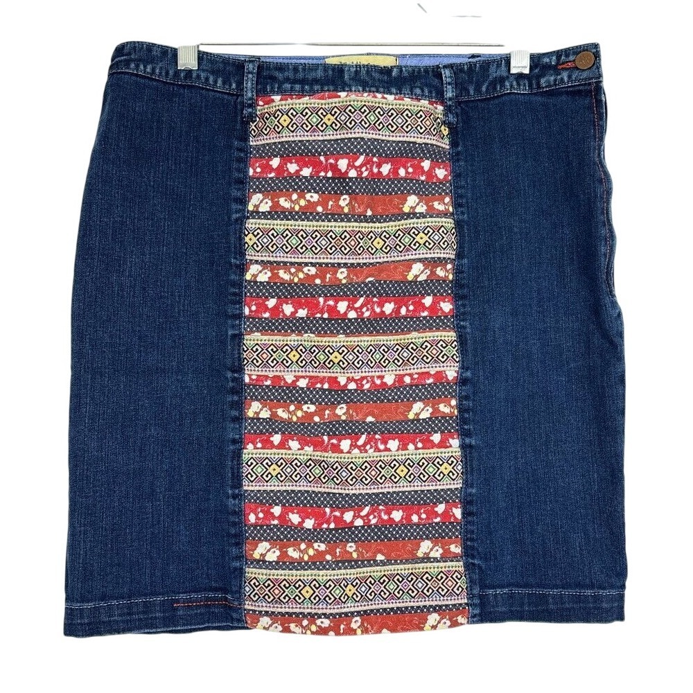 Anthropologie Holding Horses Jean Pencil Skirt Size 31 Ribbon Row Rustic Cowgirl